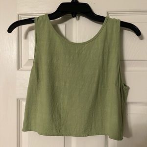 HYFVE Cropped Linen Tank - Sage Green